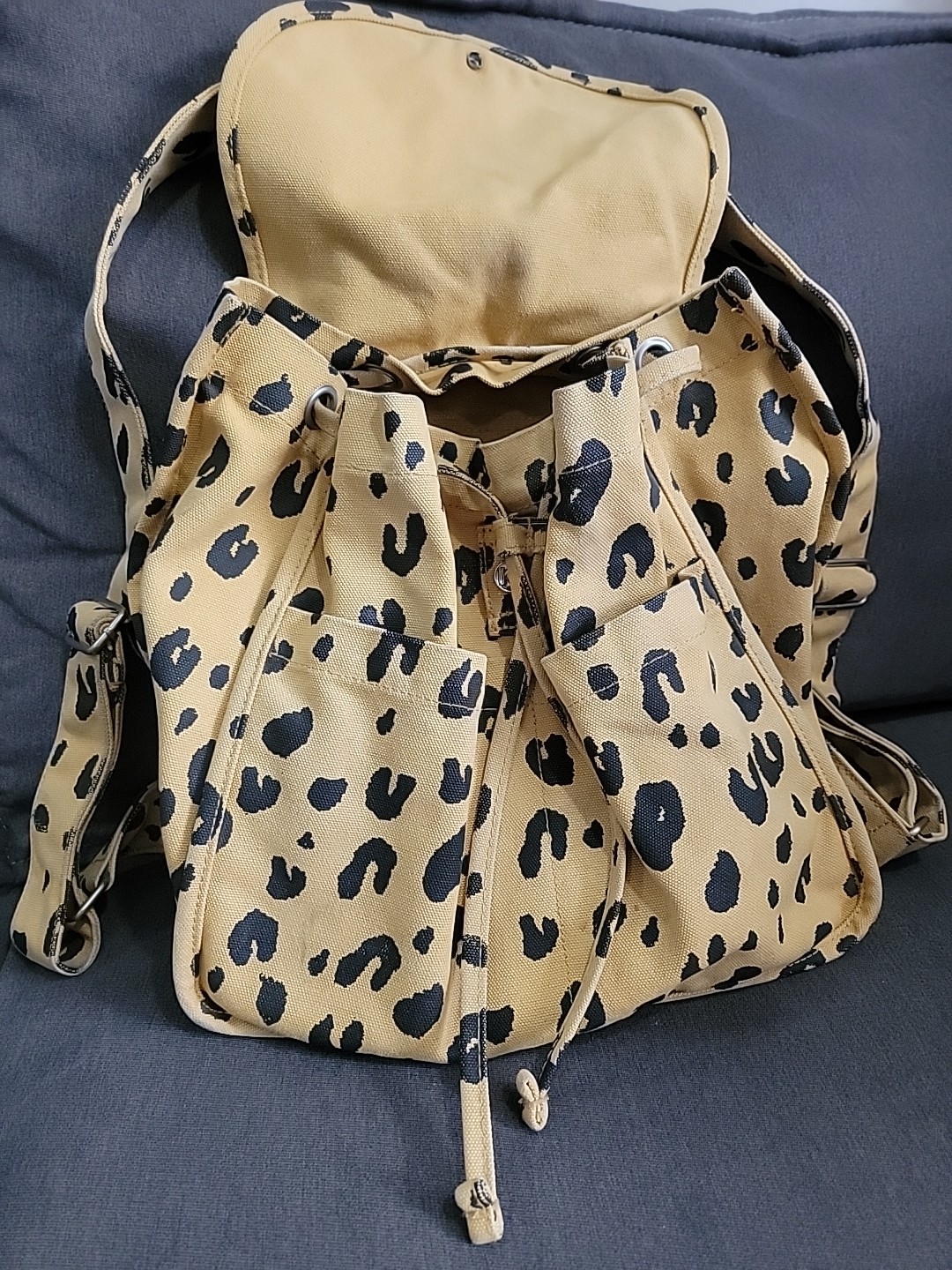 RARE! Baggu Leopard Print Drawstring Canvas Unise… - image 4