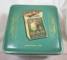 Vintage 1989  Red  Man  Chewing..Tobacco  Tin. Limited Edition  Pinkerton....