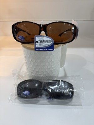 2 Pair Sunglasses Fits Over Your Glasses Max UV 400 Protection Driver s Edge New