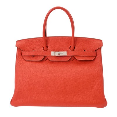Hermes Birkin 35 Handbag Clemence Leather Silver #WB5128
