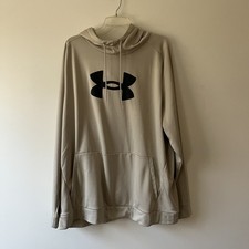 Under Armour Hoodie Sweatshirt Men's 4XL Beige Fleece Lined