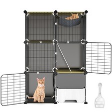 3Tier Cat Cage Indoor w/ Litter Box House Cat Enclosure w/ Ladder for 1-2 Kitten