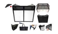 Jumbo 53" Wide DJ Event Facade White/Black Scrim Booth Two Top Corner Table T...