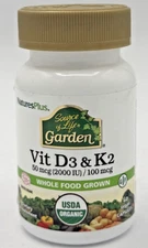 Natures Plus Source of Life Garden Vitamin D3-60 Vegan Capsules - BB: 02/2028