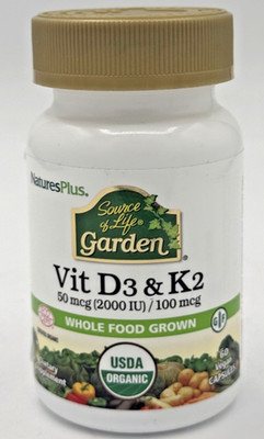 Natures Plus Source of Life Garden Vitamin D3-60 Vegan Capsules - BB: 02/2028