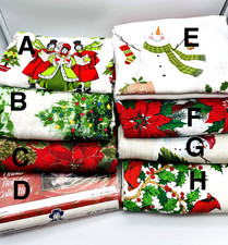 Choice Christmas Tablecloth Carolers, Lace Snowmen, Poinsettia, Trees, Cardinals