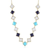 Cavill Silbercollier 925 Vergoldet Mit Sodalith Mondstein TüRkis 9,45Ct