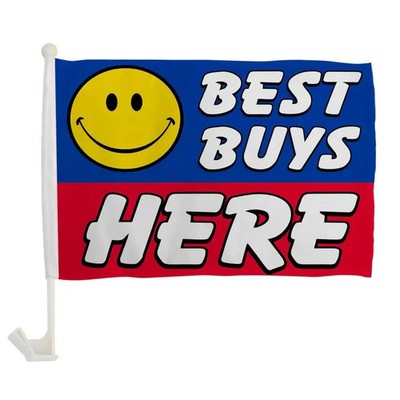 1 Dozen Best Buys Here Car Flag Single Sided Red & Blue Sale Car Window Flag