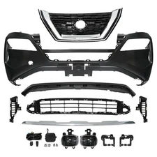 Front Bumper Complete Cover For 2021 2022 2023 Nissan Rogue Grill Fog Light