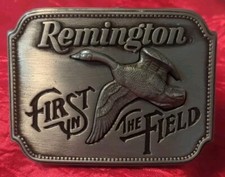 Vintage 1980 Sid Bells REMINGTON First In The Field Belt Buckle Canada Goose