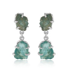 Raw Apatite Sterling Silver Drop Earrings Healing Crystal Gemstone Jewelry