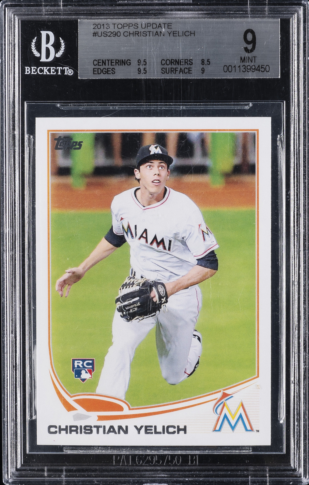 2013 TOPPS UPDATE #US290 CHRISTIAN YELICH ROOKIE RC BGS 9