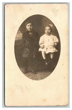 Vintage Early 1910's RPPC Photo of Cute Brother and Sister