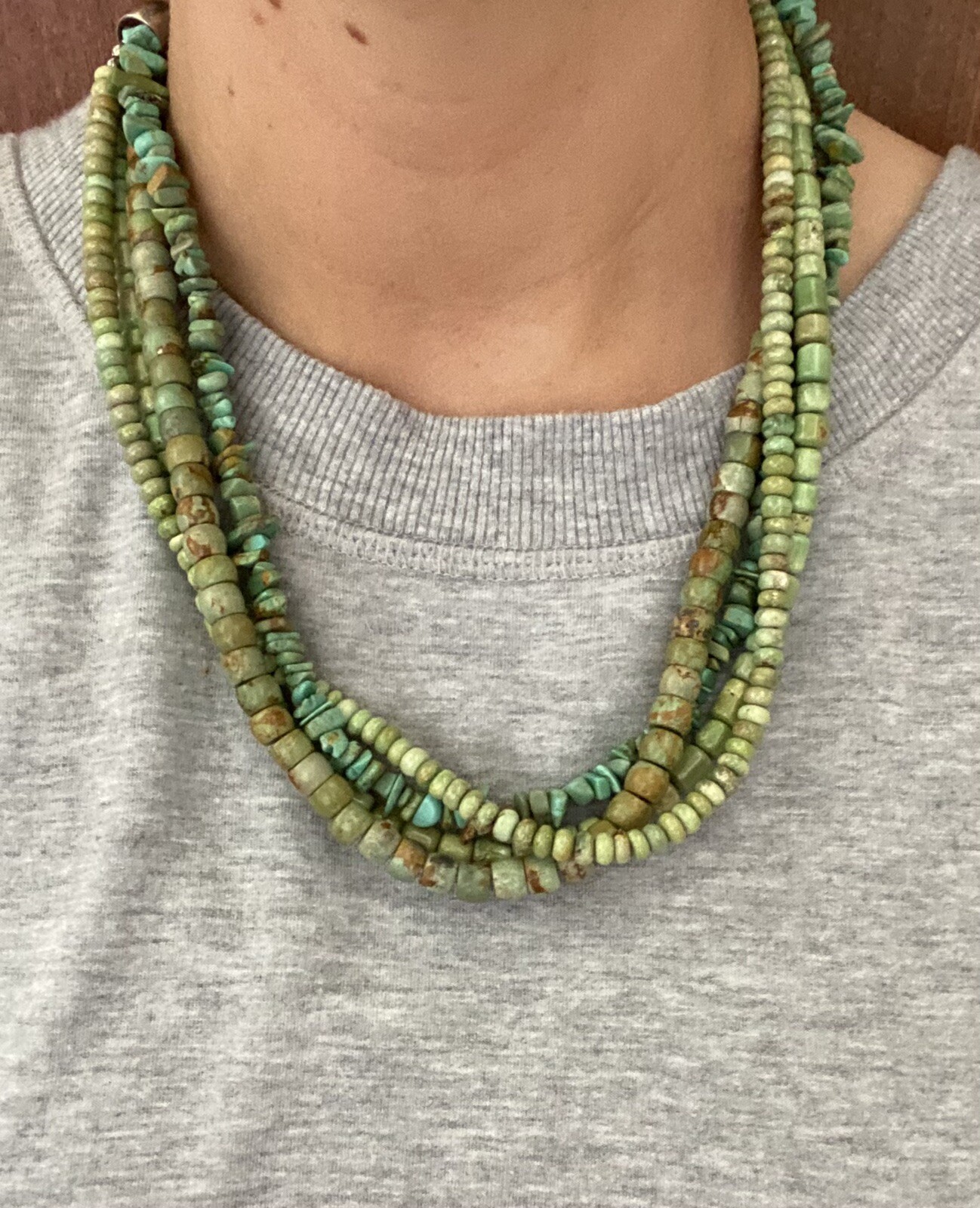 QVC Green beaded necklace, sterling silver Gem