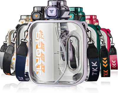 Half Gallon Water Bottle Jug with Straw Large Capacity Plastic Water Bottle Dish