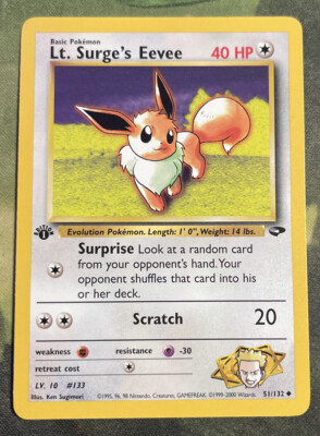 LT SURGES EEVEE 51/132 マチスのイーブイ 英語版ポケモン 1st Edition Lt. Surge's Eevee 51/132 - Gym Challenge - Near Mint