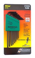 Bondhus 8pc Torx Star L Wrench Set T6-T25 MADE IN USA 31832 ProGuard Protanium