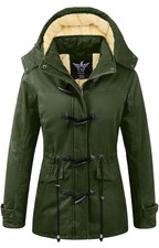 Womens Winter Thick Jacket- Military Parka, Removable Hood