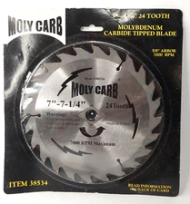 Moly Carb 7” 24 Tooth Carbide Tipped Saw Blade 38534 Brand New
