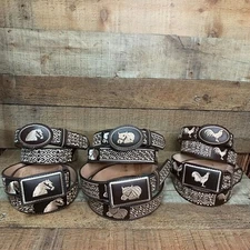 AUTHENTIC MEXICAN WESTERN Cowboy Belt Embroidered Cinto Vaquero Bordado Piel