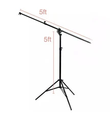5ft Photo Studio Boom Light Stand 2-Way Adjustable Rotatable Continuous Lighting