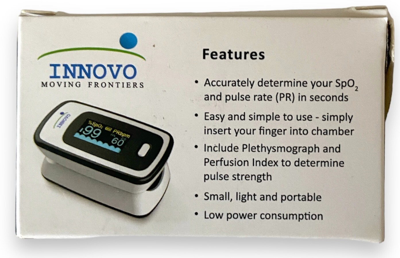 INNOVO Moving Frontiers Finger Pulse Oximeter iP900BP Clean & Tested
