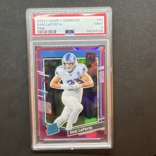 2023 Clearly Donruss Sam LaPorta Pink  RC Rated Rookie Lions PSA 9 02/10