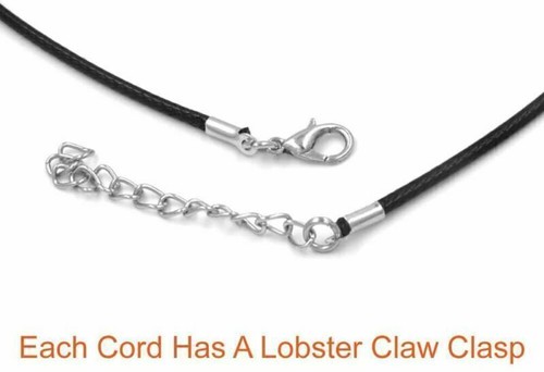 100x 1.5mm Black Woven Necklace Rope Leather Cord Stainless Steel Lobster Clasp - Picture 20 of 30