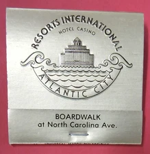 RESORTS INTERNATIONAL HOTEL CASINO UNSTRUCK MATCHBOOK-BOARDWALK ATLANTIC CITY NJ