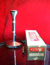 Vintage RARE 1950's Astatic DK-1 crystal microphone w F-11 adapter, stand  box