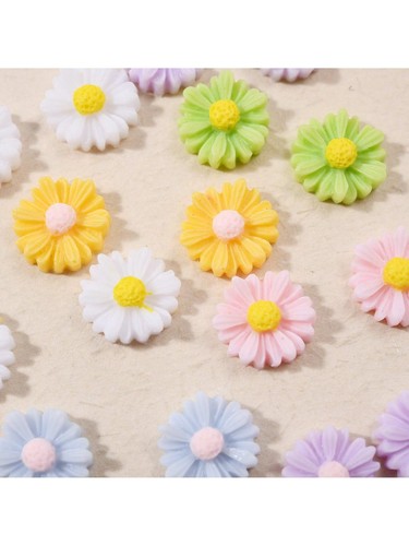50pcs Daisy Flower Shaped Nail Art Diy Accessories Decoration Assorted - Picture 4 of 8