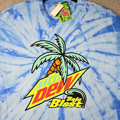 MOUNTAIN DEW BAJA BLAST SHIRT ADULT 2XL BLUE TIE DYE CASUAL BEACH NWT