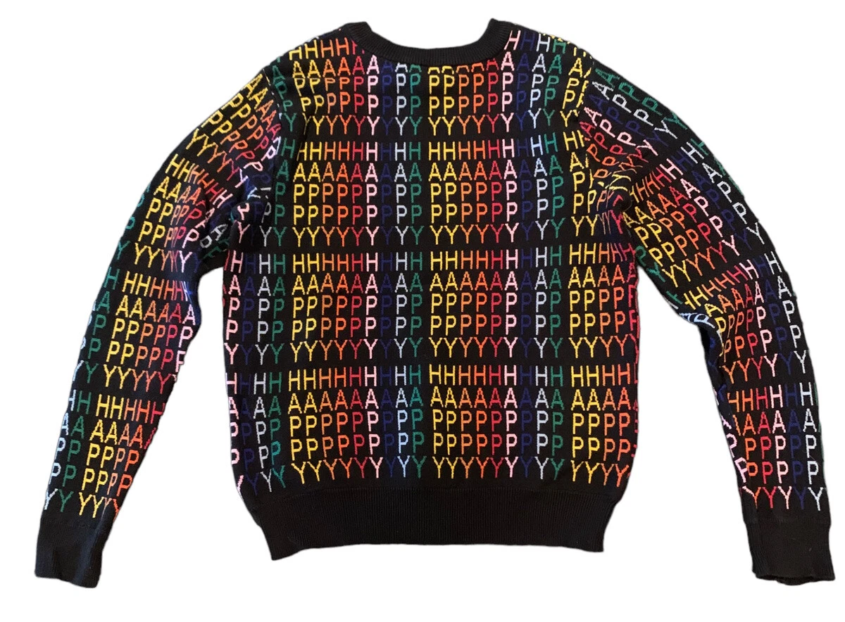 Forever 21 Men Sweater Large Crew Neck Long Sleeve Pullover Black