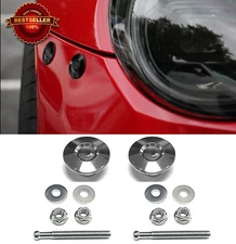 2 x Silver Push Button Quick Release Fender Latch Pin Lock Bumper Clip For BMW