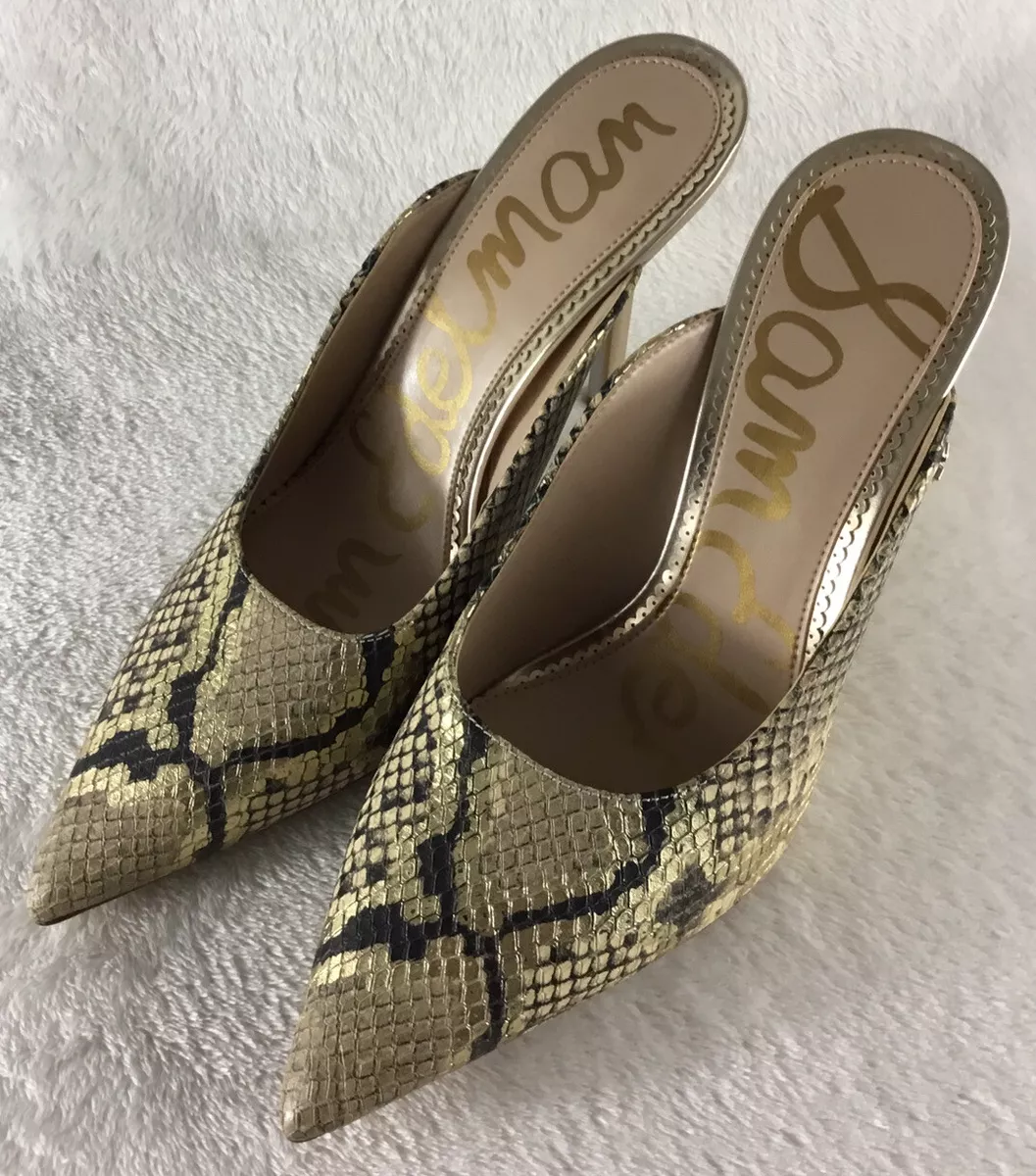 Sam Edelman Addilyn Shoes Womens Size 7.5 M Gold Snake Embossed