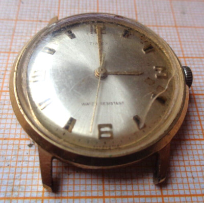 Ältere Armbanduhr TIMEX Handaufzug gebraucht defekt Unruhe OK WB4 25