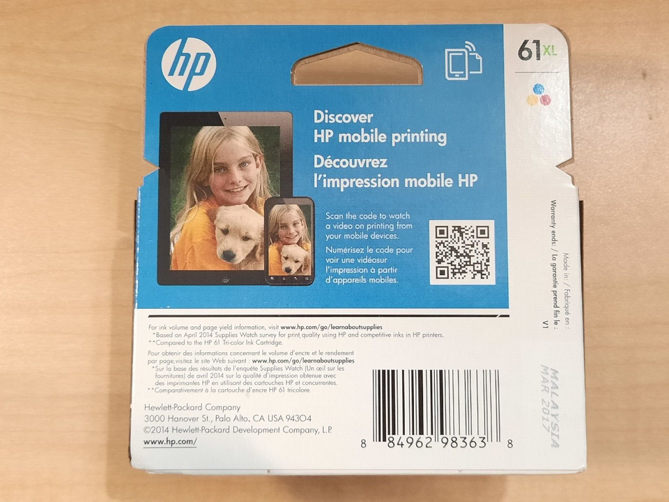 61xl TriColor Original HP Ink Expiration March 2017 CH564WN B eBay