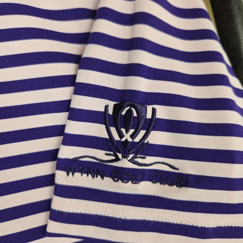 GREYSON x WYNN GOLF VEGAS Mens Polo Shirt Pink Purple Stripe Size Small Cutaway - Picture 2 of 15