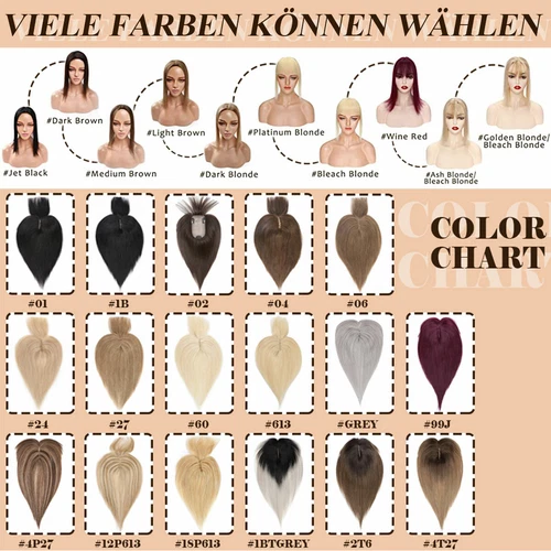 100% Echthaar Topper Toupet Extensions Clip In Remy Human Hair Toupee Haarteil l - Bild 9 von 84