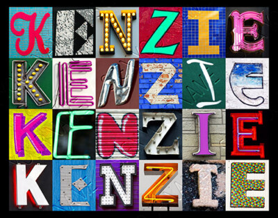 KENZIE Name Poster featuring photos of actual sign letters