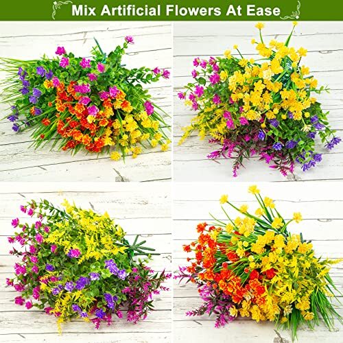 Ouddy Decor 16 Bundles Artificial Flowers for Outdoors Fake Plastic Plants - Picture 3 of 7