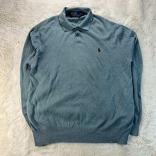 Polo Ralph Lauren Polo Sweater Mens L Light Green Two Buttons Pima Cotton
