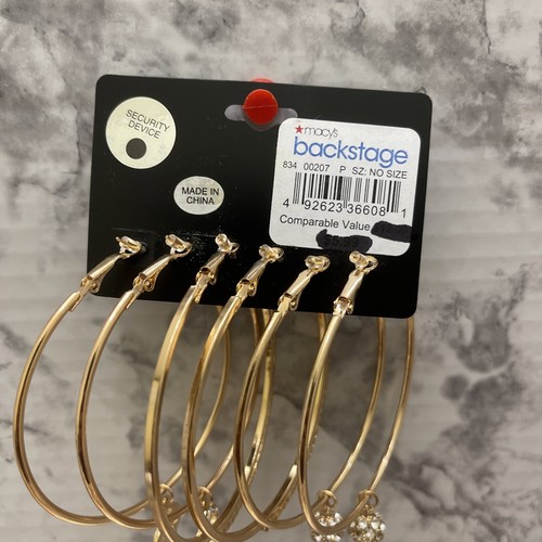 Pendientes de aro grandes forma redonda tono dorado 3 pares brillantes finos ligeros - Imagen 9 de 13