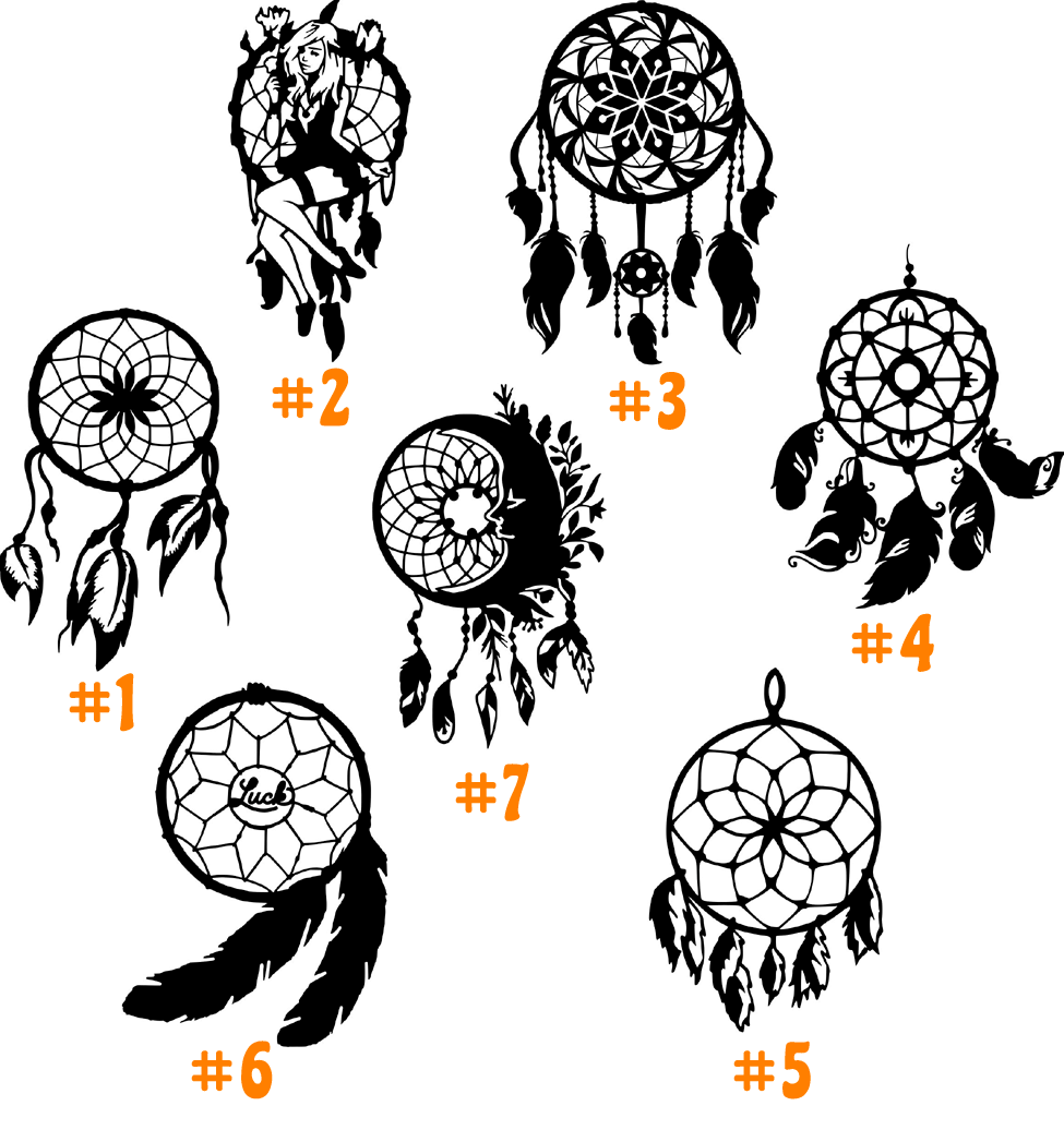 Dream Catchers Vinyl Decal Sticker Car Window Wall Luck Native American Feathers