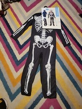 NWT Child Sz S 4-6 Adaptive Skeleton Halloween Costume Seasons Jumpsuit Mask