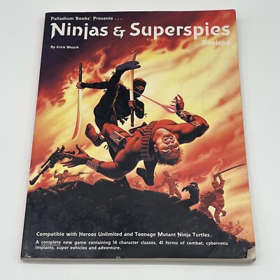 Ninjas and Superspies by Erick Wujcik (1987, Trade Paperback, Revised edition)!