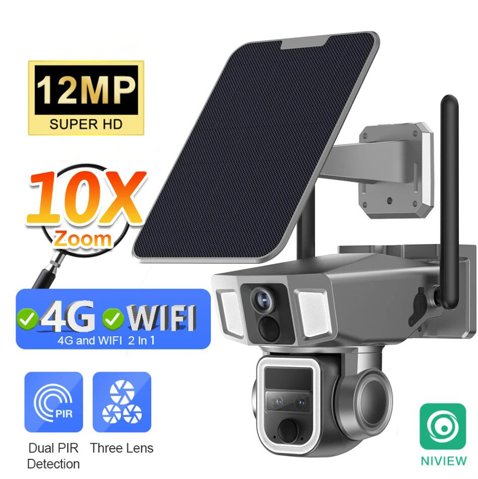4G Solar-Powered Outdoor Security Camera with Ultra HD 12MP and 10X Zoom-image