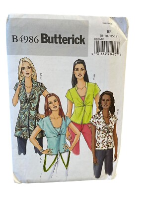 Butterick Sewing Pattern B4986 Top Tunic Shirt Camisole Misses Size 8-14