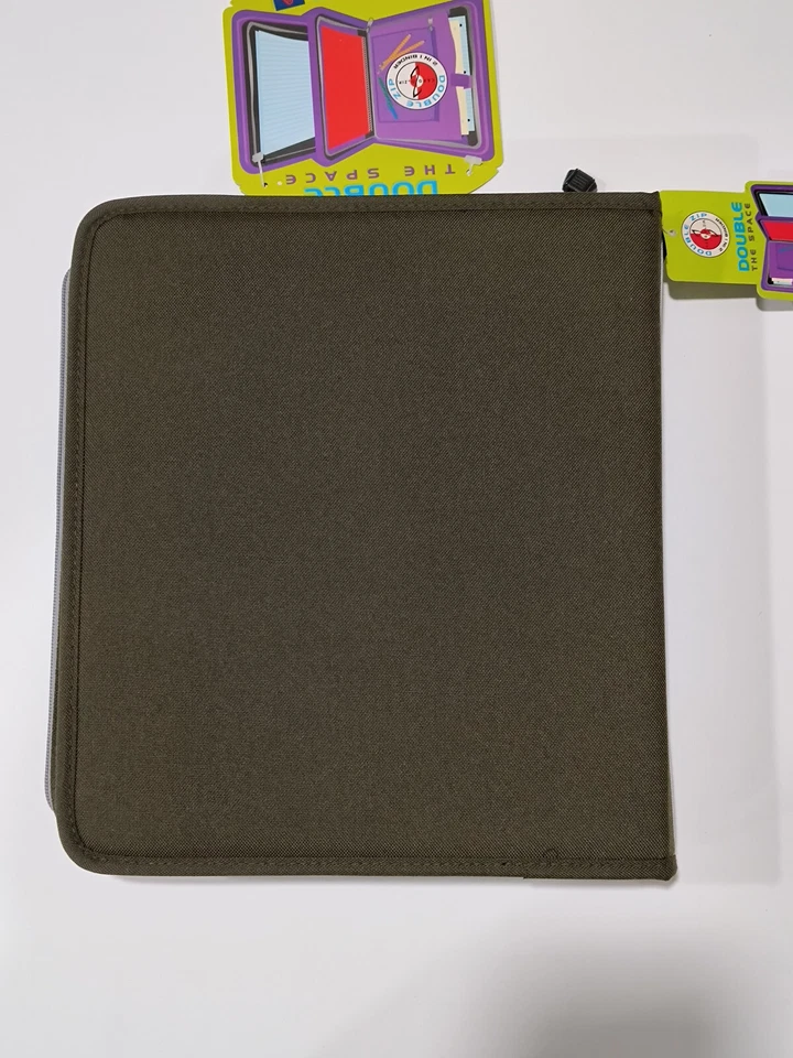 Carpeta de patinador vintage de carga con cremallera de 3 anillos doble cremallera lápiz tableta bolsa lona Foto 3 de 4