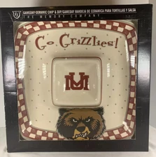 NEW In Box Gameday University Of Montana Grizzlies Ceramic Chip And Dip Platter